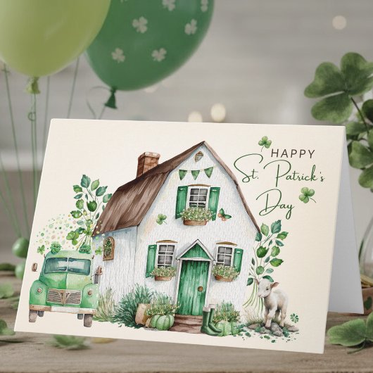 Irish Cottage Vintage Truck | St. Patricks Day Kaart