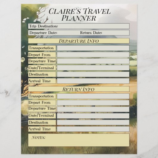 Irish Countryside Reisgegevens Planner Page (Voorkant)