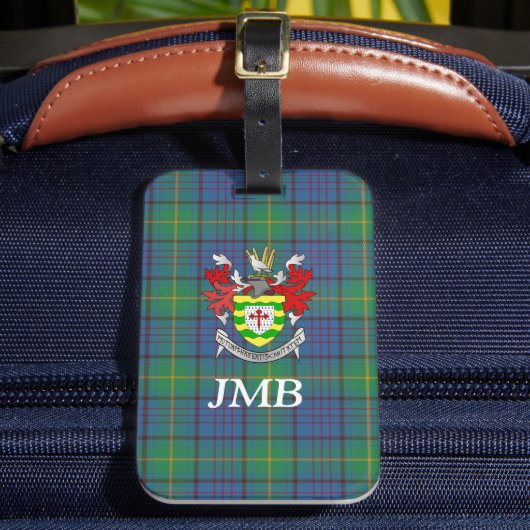 Irish County Donegal Tartan Monogram Bagagelabel (Voorkant Insitu 2)