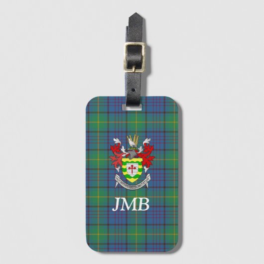 Irish County Donegal Tartan Monogram Bagagelabel (Voorkant (verticaal))