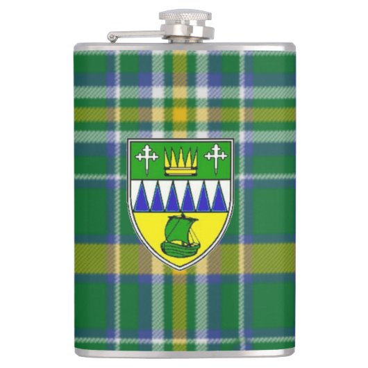 Irish County Kerry Tartan & Crest Heupfles (Voorkant)