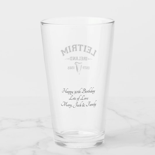 Irish County Leitrim Ireland Personalized Text Glas (Achterkant)