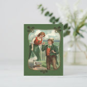 Irish Couple Shillelagh Shamrock Briefkaart (Staand voorkant)