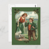 Irish Couple Shillelagh Shamrock Briefkaart (Voorkant / Achterkant)