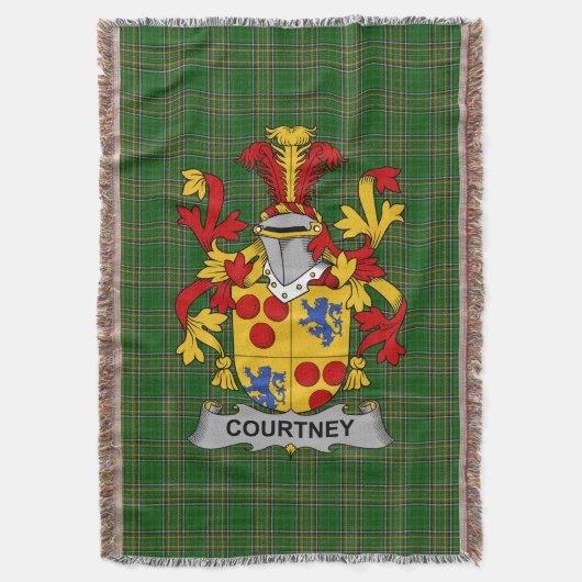 Irish Courtney Coat of Arms Family Crest Ireland Deken (Voorkant Verticaal)