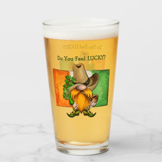 Irish Cowboy Gnome Do you voelt Lucky Glas (Voorkant gevuld)