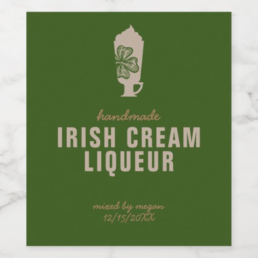 Irish Cream Liqueur Food and Beverage Label Set Wijn Etiket (Enkel label)