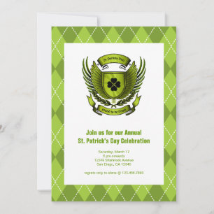 Irish Crest St. Patrick's Day Party Invitation Kaart
