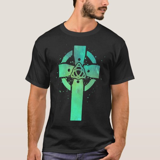 Irish Cross Celtic Trinity Knot Triquetra Christia T-shirt (Voorkant)