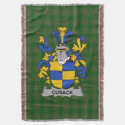 Irish Cusack Coat of Arms Family Crest Ireland Deken (Voorkant Verticaal)