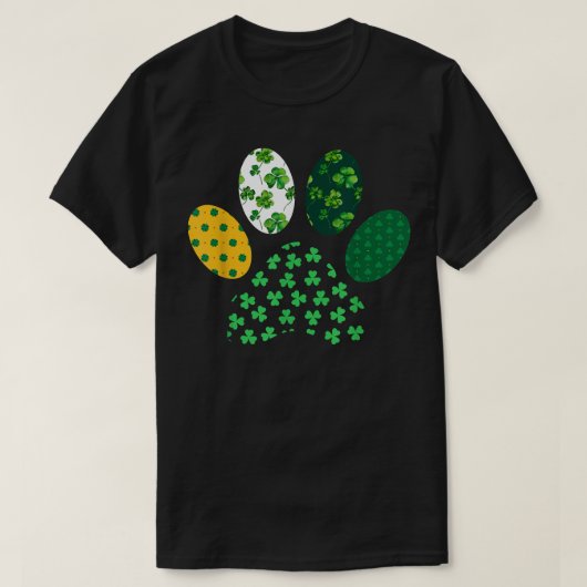 Irish Cute Dog Paw Clovers St Patrick's Day Lucky T-shirt (Design voorkant)
