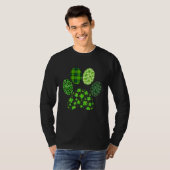 Irish Cute Dog Paw Clovers St Patrick's Day Lucky  T-shirt (Voorkant volledig)