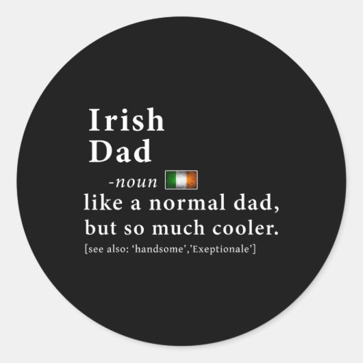 Irish Dad Definition Shirt Vaderdag Gift Flag Ronde Sticker (Voorkant)