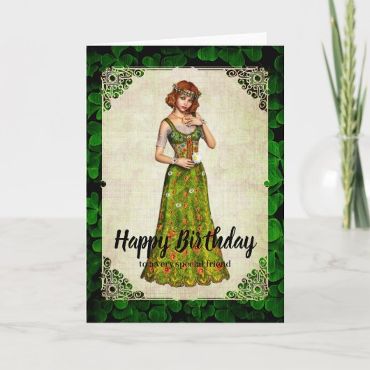 Irish Daisy Girl Birthday Kaart (Voorkant)