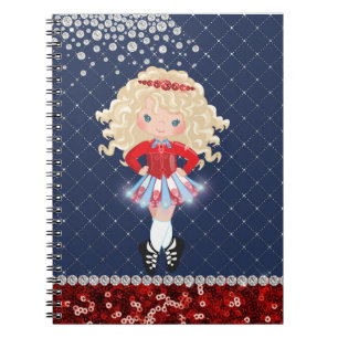Irish Dance Blond Girl Soft Shoe Blue, Red Notitieboek
