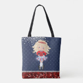 Irish Dance Blond Girl Soft Shoe Blue, Red Tote Bag (Achterkant)