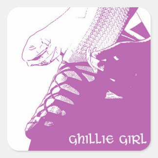 Irish Dance Ghillie Meisje Roze Vierkante Sticker