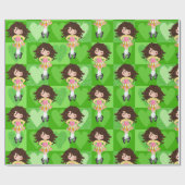 Irish Dance Green Monochrome Heart Cadeaupapier (Vlak)