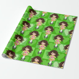 Irish Dance Green Monochrome Heart Cadeaupapier