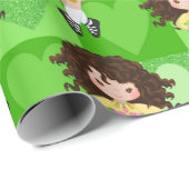 Irish Dance Green Monochrome Heart Cadeaupapier (Rol Hoek)