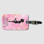 Irish Dance Hard Shoe Pink Shamrocken Clovers Bagagelabel (Voorkant (horizontaal))