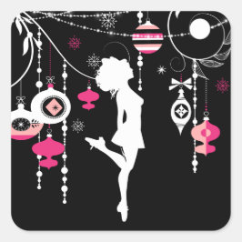Irish Dance Kerstsierents Pink and Black Vierkante Sticker