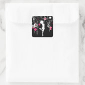 Irish Dance Kerstsierents Pink and Black Vierkante Sticker (Tas)
