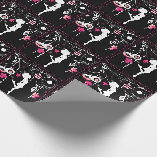 Irish Dance kerstversients roze Black Cadeaupapier (Hoek)