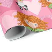 Irish Dance Pink Monochrome Heart Cadeaupapier (Rol Hoek)