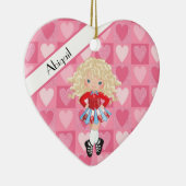 Irish Dance Pink Monochrome Heart Kerstmis Keramisch Ornament (Rechts)