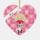 Irish Dance Pink Monochrome Heart Kerstmis Keramisch Ornament (Achterkant)