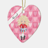 Irish Dance Pink Monochrome Heart Kerstmis Keramisch Ornament (Links)