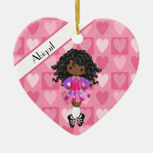 Irish Dance Pink Monochrome Heart Kerstmis Keramisch Ornament