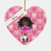 Irish Dance Pink Monochrome Heart Kerstmis Keramisch Ornament (Achterkant)
