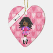 Irish Dance Pink Monochrome Heart Kerstmis Keramisch Ornament (Links)