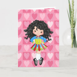Irish Dance Pink Monochrome Heart Valentijnsdag Feestdagen Kaart