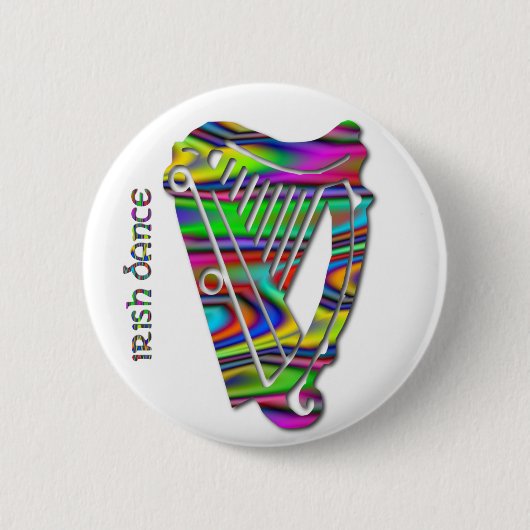 Irish Dance Rainbow Colors Harp of Ireland Button (Voorkant)