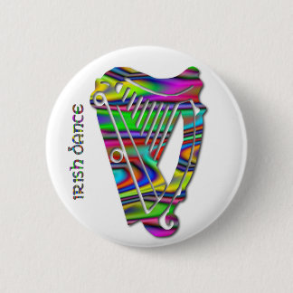 Irish Dance Rainbow Colors Harp of Ireland Button