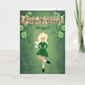 Irish Dance Shamrock Wish Blond Hair Birthday Kaart (Voorkant)