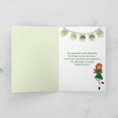 Irish Dance Shamrock Wishes Red Hair Birthday Kaart (Binnen)