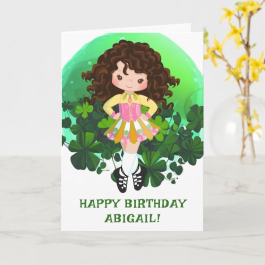 Irish Dance St. Patrick's Day Clovers Birthday Kaart (Gele Bloem)