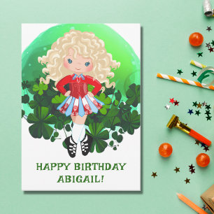 Irish Dance St. Patrick's Day Clovers Birthday Kaart