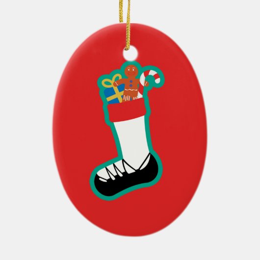 Irish Dance Stocking kerstversiering Keramisch Ornament (Achterkant)