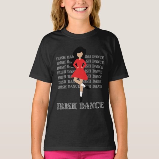 Irish Dance Typography Black Hair Irish Dancer T-shirt (Voorkant)