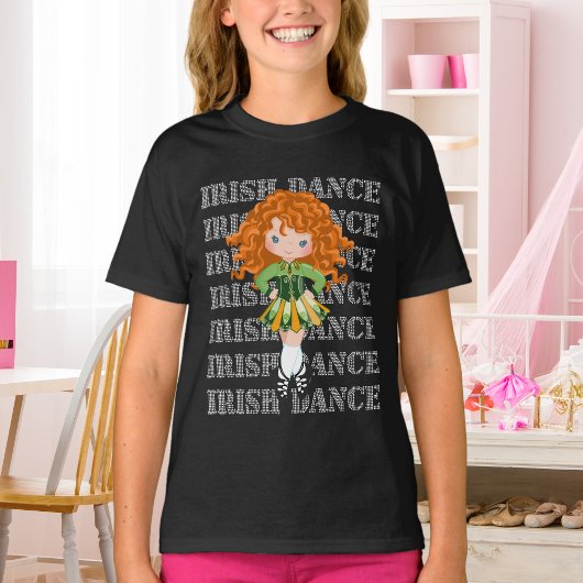 Irish Dance Typography Cute Girl in Solo Dress T-shirt