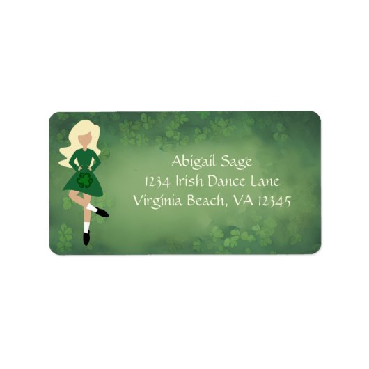 Irish Dancer - Blond Hair - Clovers Dance Address Etiket (Voorkant)