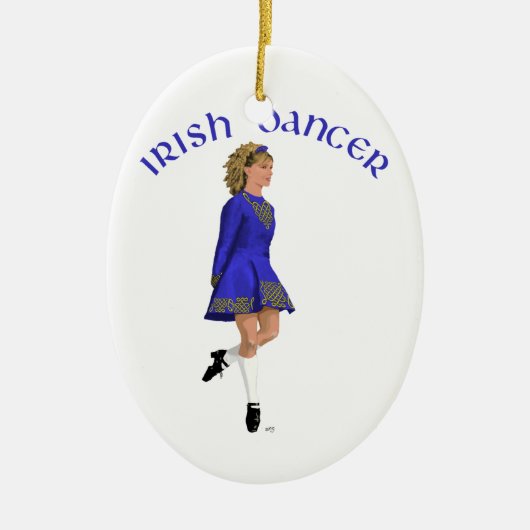 Irish Dancer Blonde in Blue Keramisch Ornament (Voorkant)