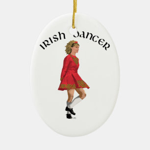 Irish Dancer Blonde in Red Keramisch Ornament