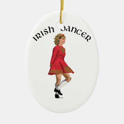 Irish Dancer Blonde in Red Keramisch Ornament (Voorkant)