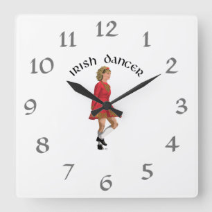 Irish Dancer Blonde in Red Vierkante Klok